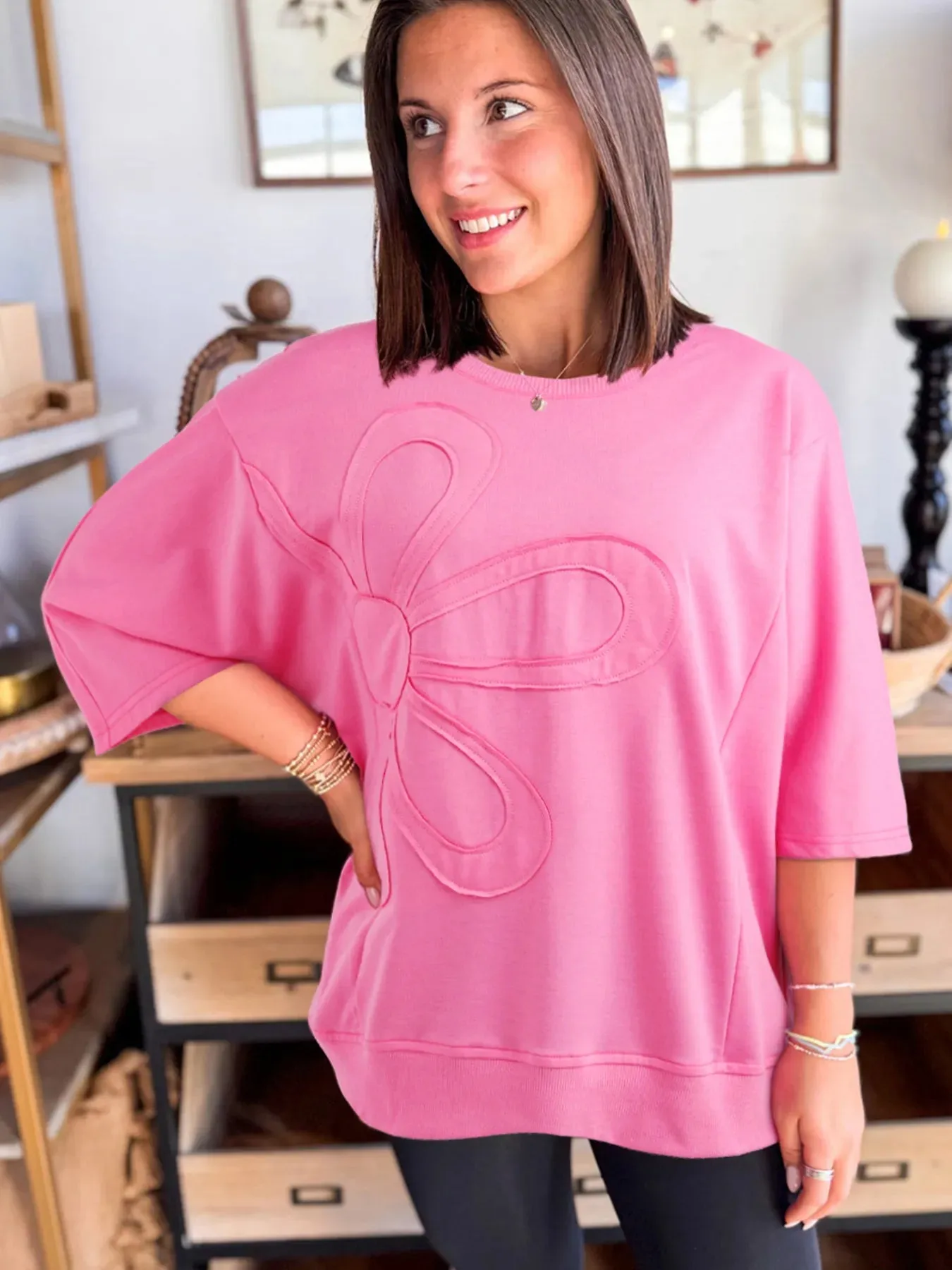 Flower Oversized Round Neck T-Shirt sold by Charming Charlie product image thumbnail 3