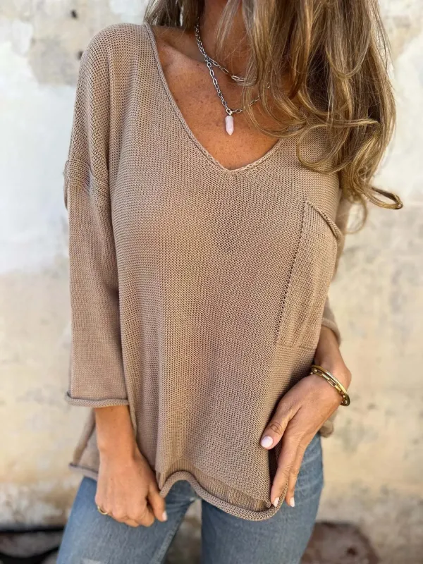 Full Size Casual V-Neck Knit Sweater Plus Size sold by Charming Charlie