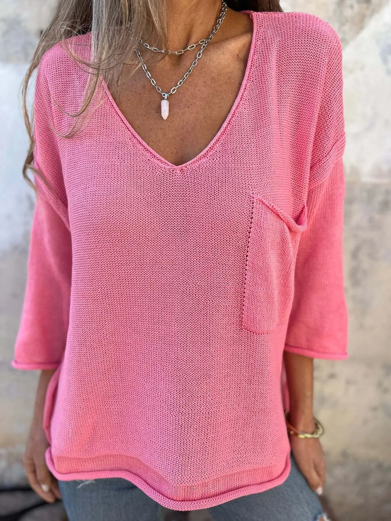 Full Size Casual V-Neck Knit Sweater Plus Size sold by Charming Charlie product image thumbnail 5