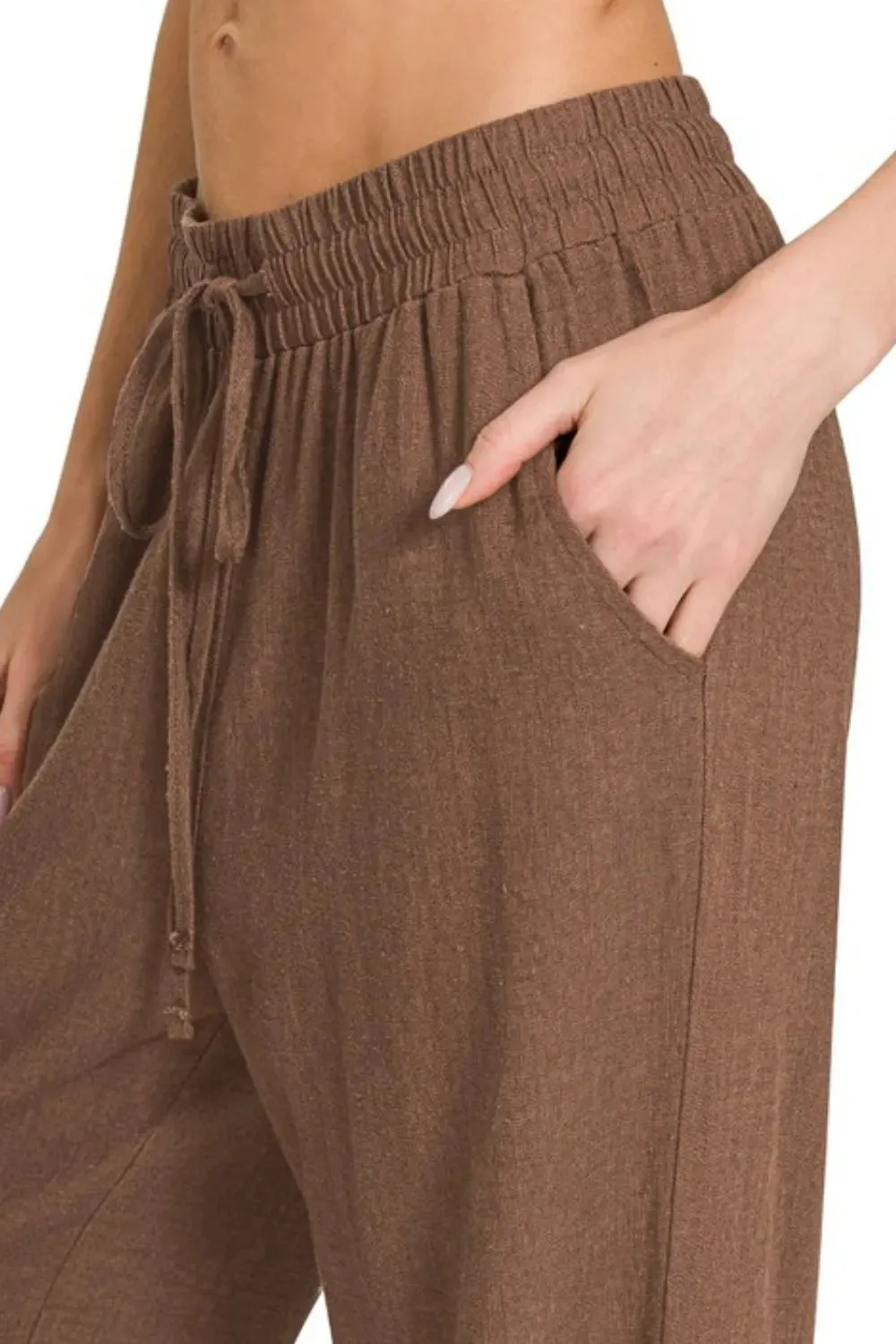 Zenana Linen Drawstring Pants sold by Charming Charlie product image thumbnail 3