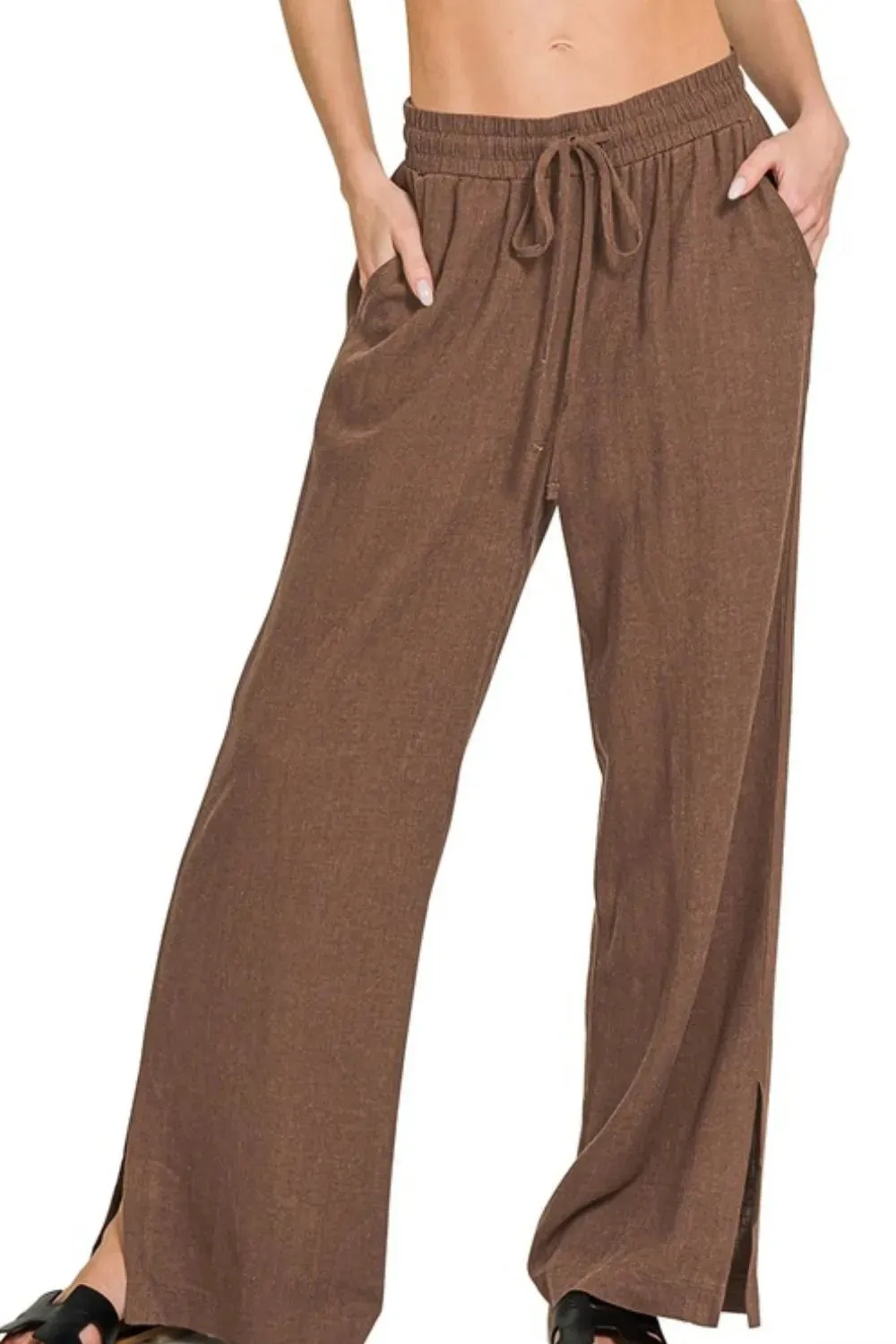 Zenana Linen Drawstring Pants sold by Charming Charlie