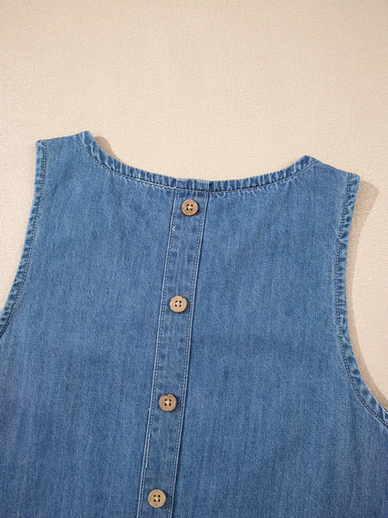 Sleeveless Ruffle Hem Denim Tank Top sold by Charming Charlie product image thumbnail 4