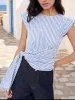 Striped Tied Cap Sleeve Blouse sold by Charming Charlie