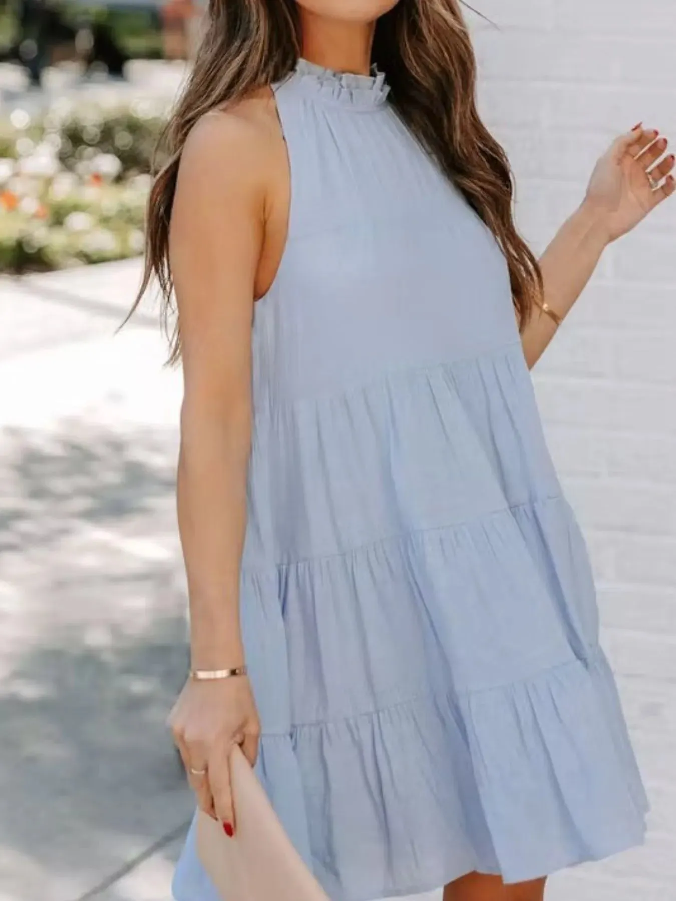 Tiered Sleeveless Tie Back Mini Dress sold by Charming Charlie product image thumbnail 4