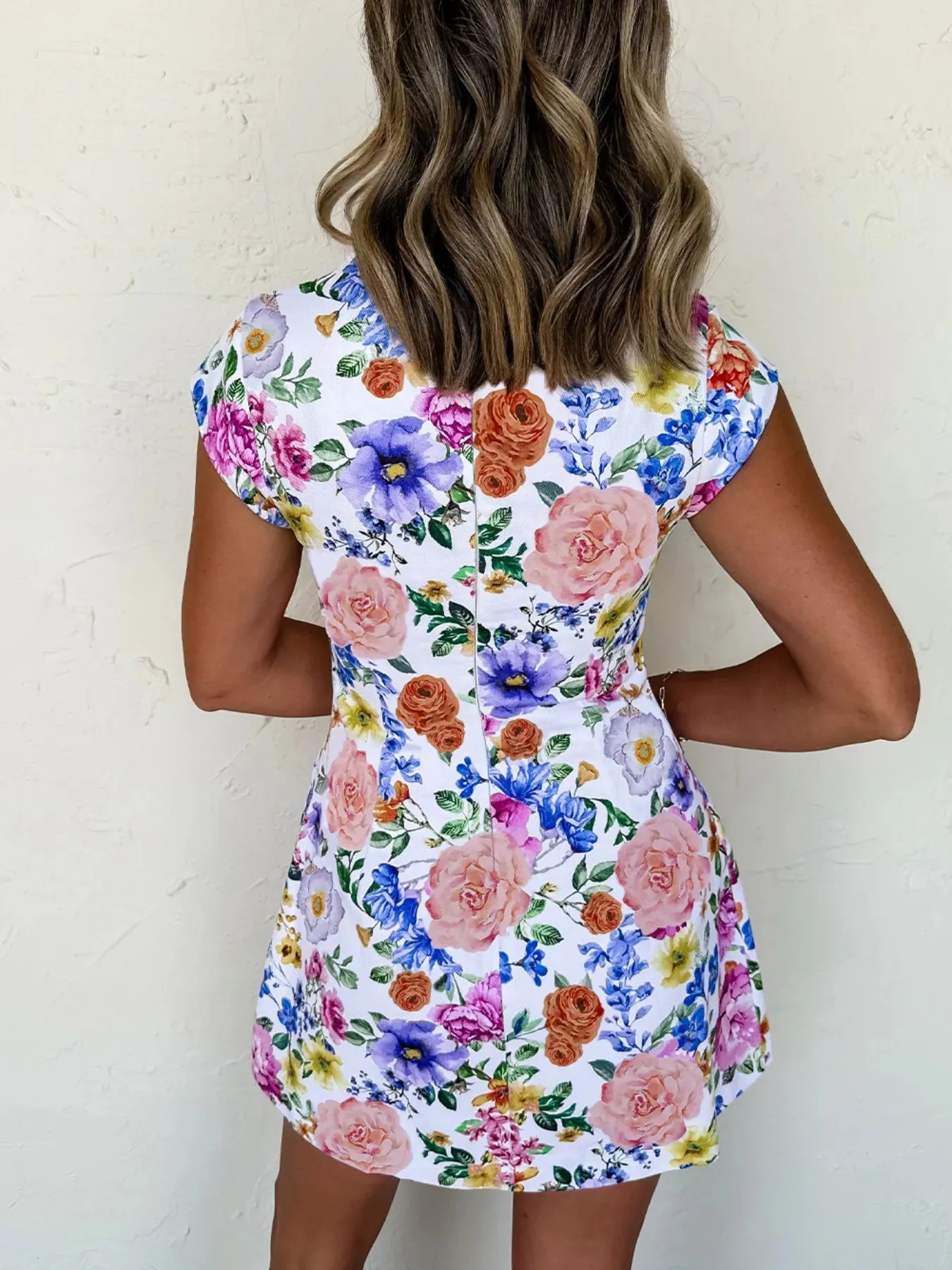 Floral Print Cap Sleeve Mini Dress sold by Charming Charlie product image thumbnail 2