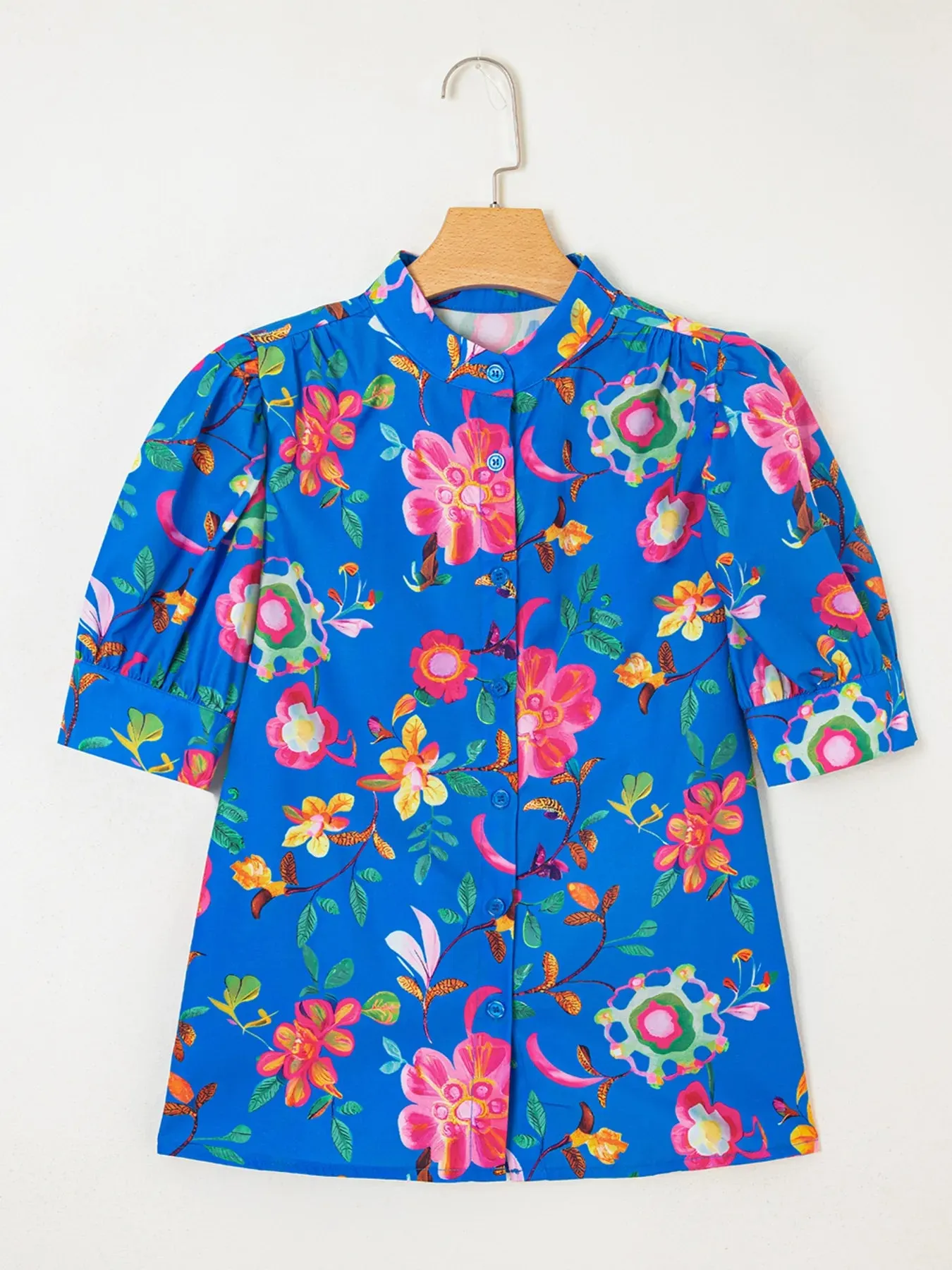 Floral Print Button-Up Short Sleeve Shirt sold by Charming Charlie product image thumbnail 3