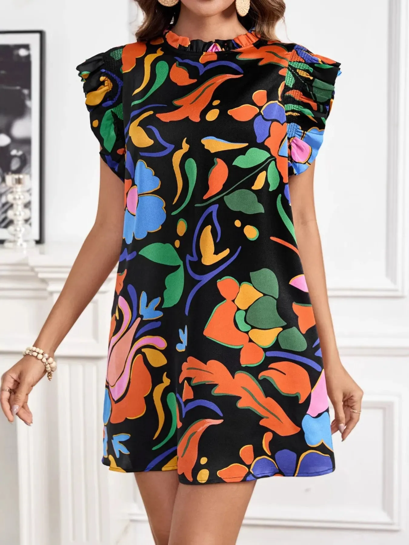 Printed Ruffle Sleeve Mini Dress sold by Charming Charlie product image thumbnail 3