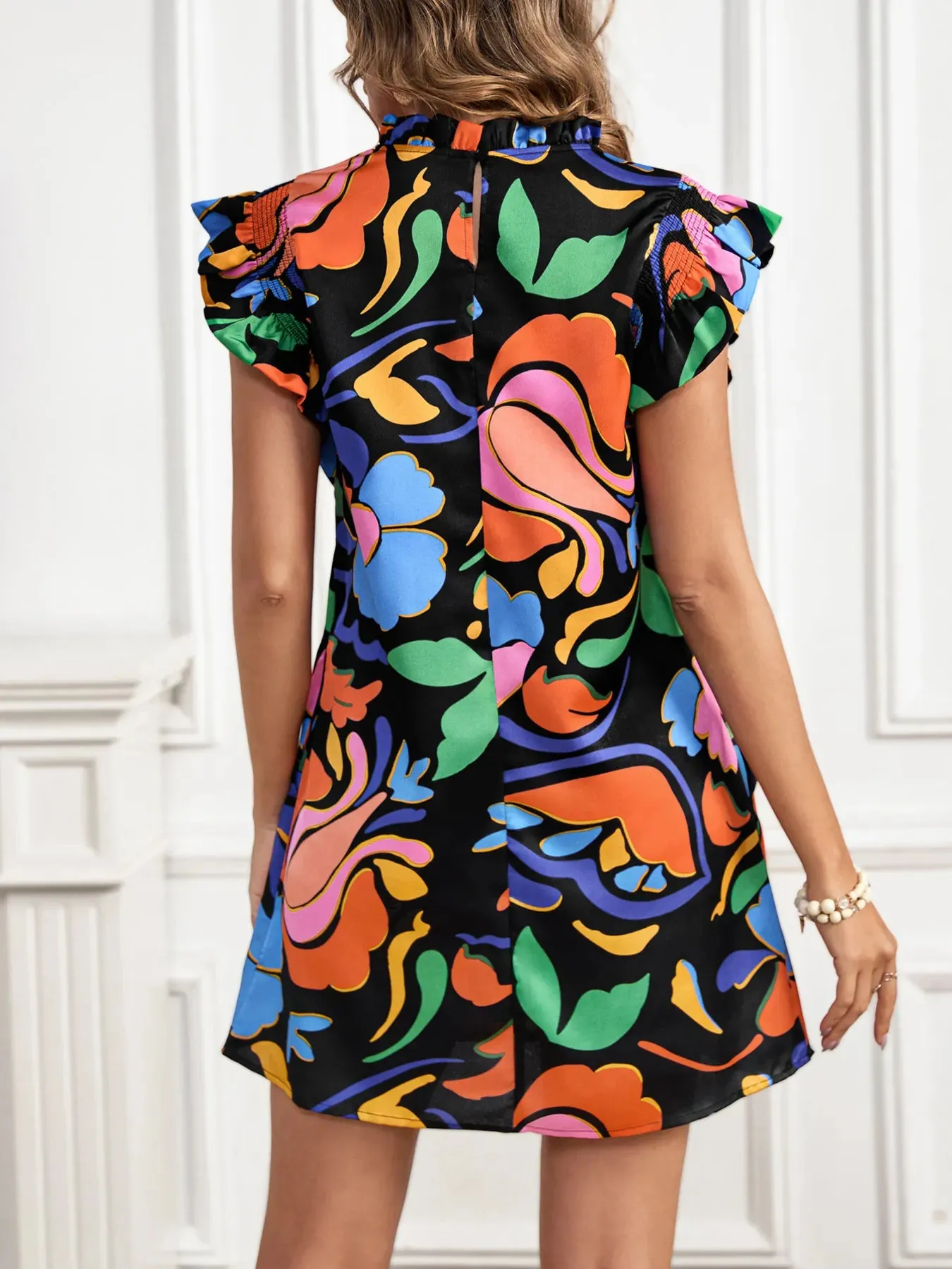 Printed Ruffle Sleeve Mini Dress sold by Charming Charlie product image thumbnail 2