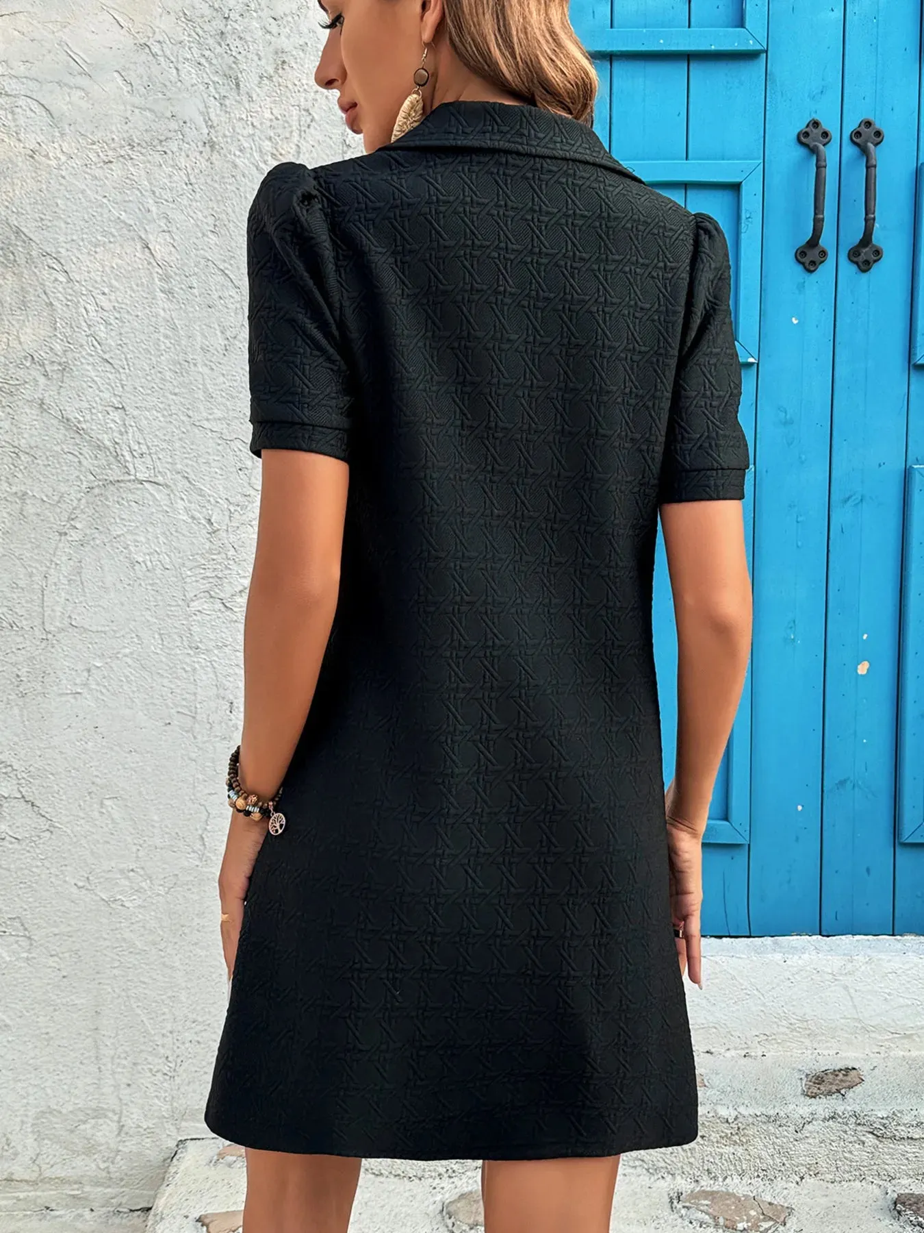 Zip Collar Short Sleeve Casual Mini Dress sold by Charming Charlie product image thumbnail 5