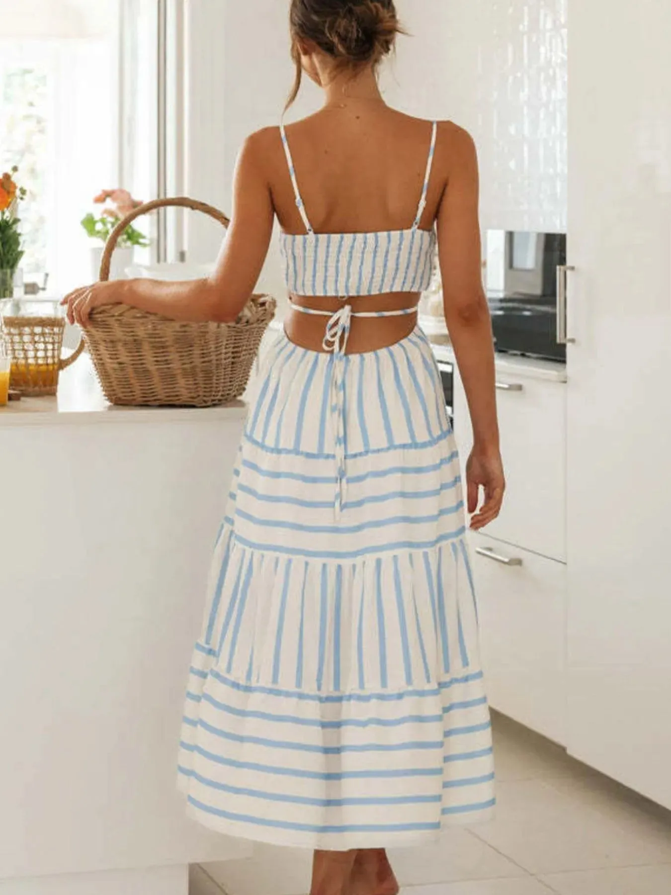 Cutout Striped Tiered Summer Midi Dress sold by Charming Charlie product image thumbnail 3