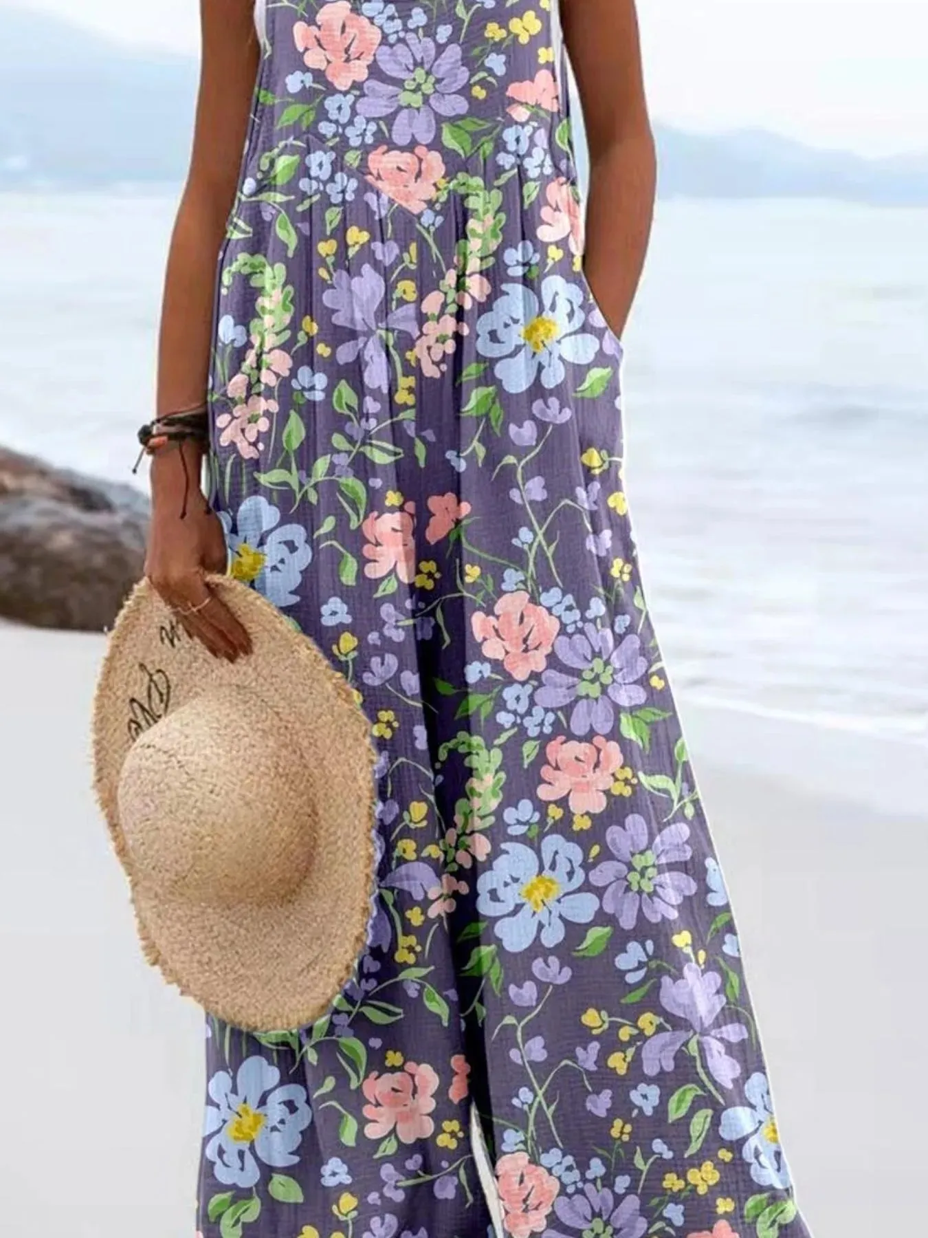 Full Size Floral Wide-Leg Overalls Plus Size sold by Charming Charlie product image thumbnail 3