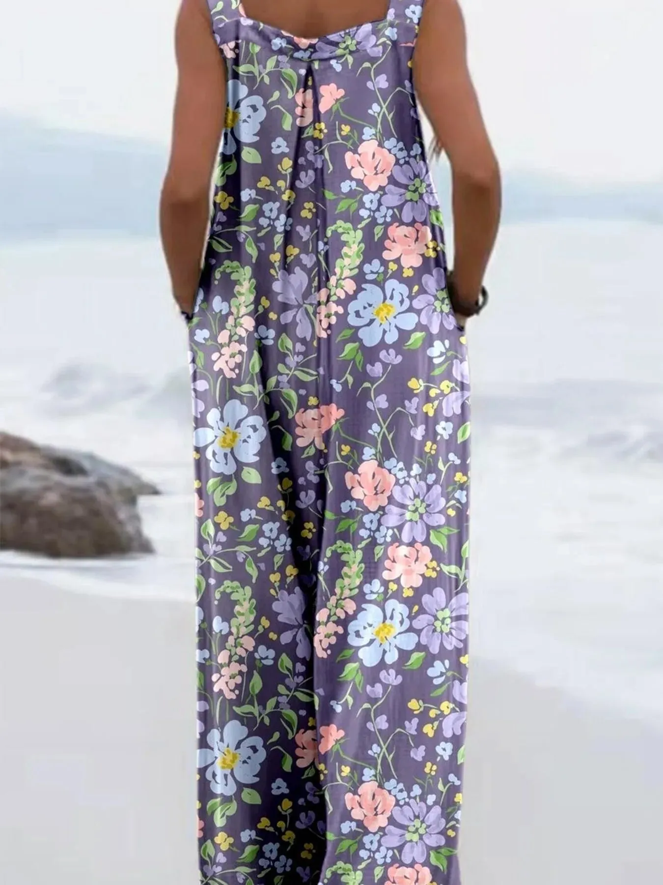 Full Size Floral Wide-Leg Overalls Plus Size sold by Charming Charlie product image thumbnail 2