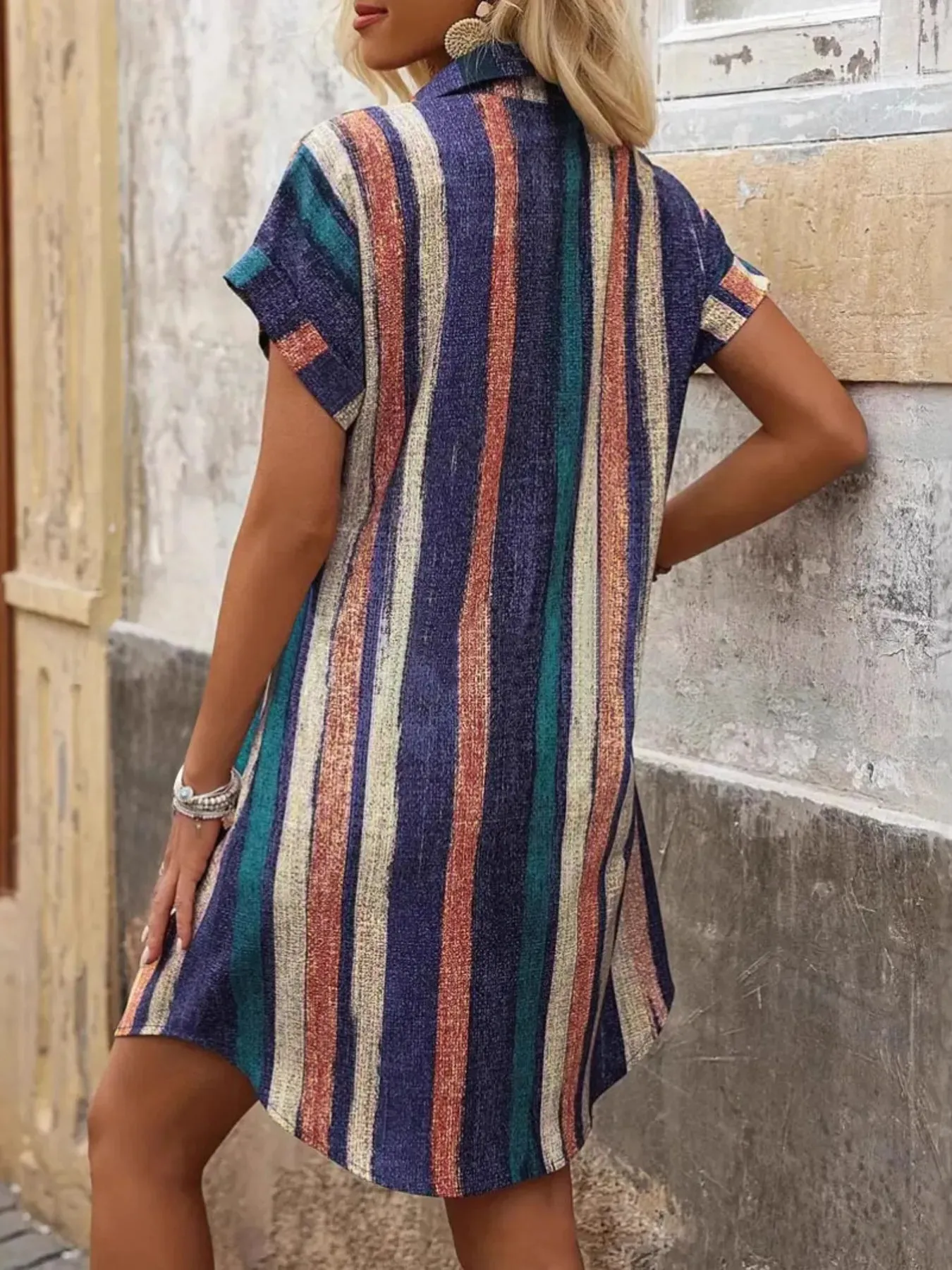 Striped Button-Front Shirt Dress sold by Charming Charlie product image thumbnail 2