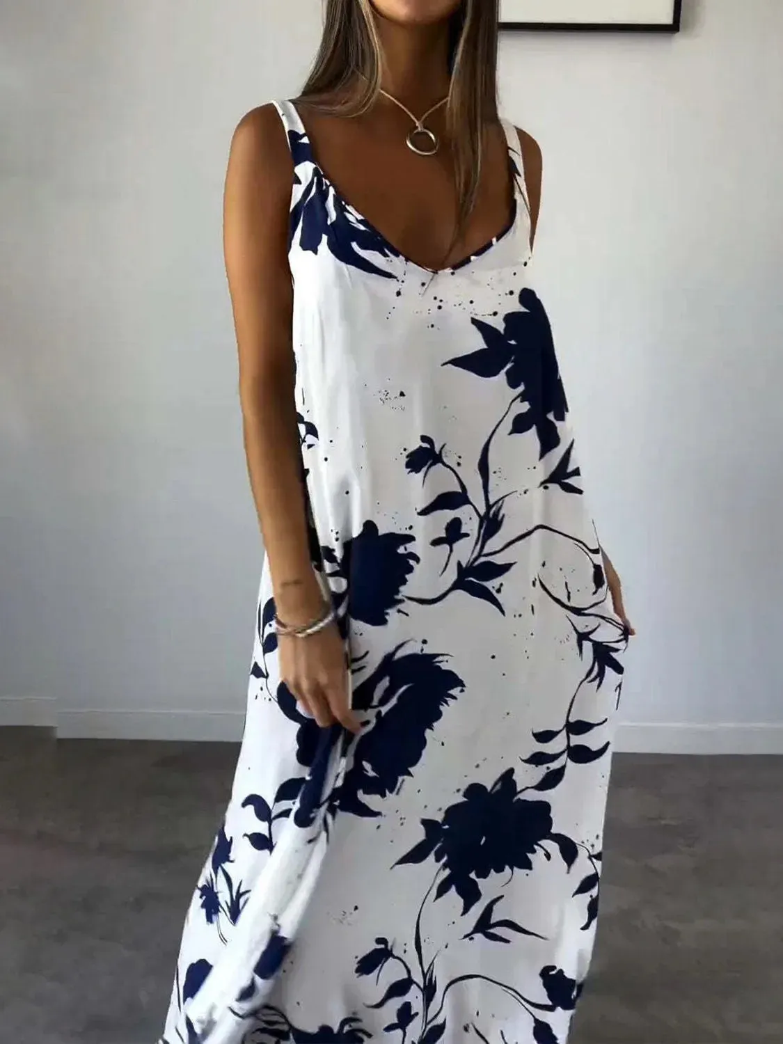 Full Size Printed V-Neck Cami Maxi Dress Plus Size sold by Charming Charlie product image thumbnail 5