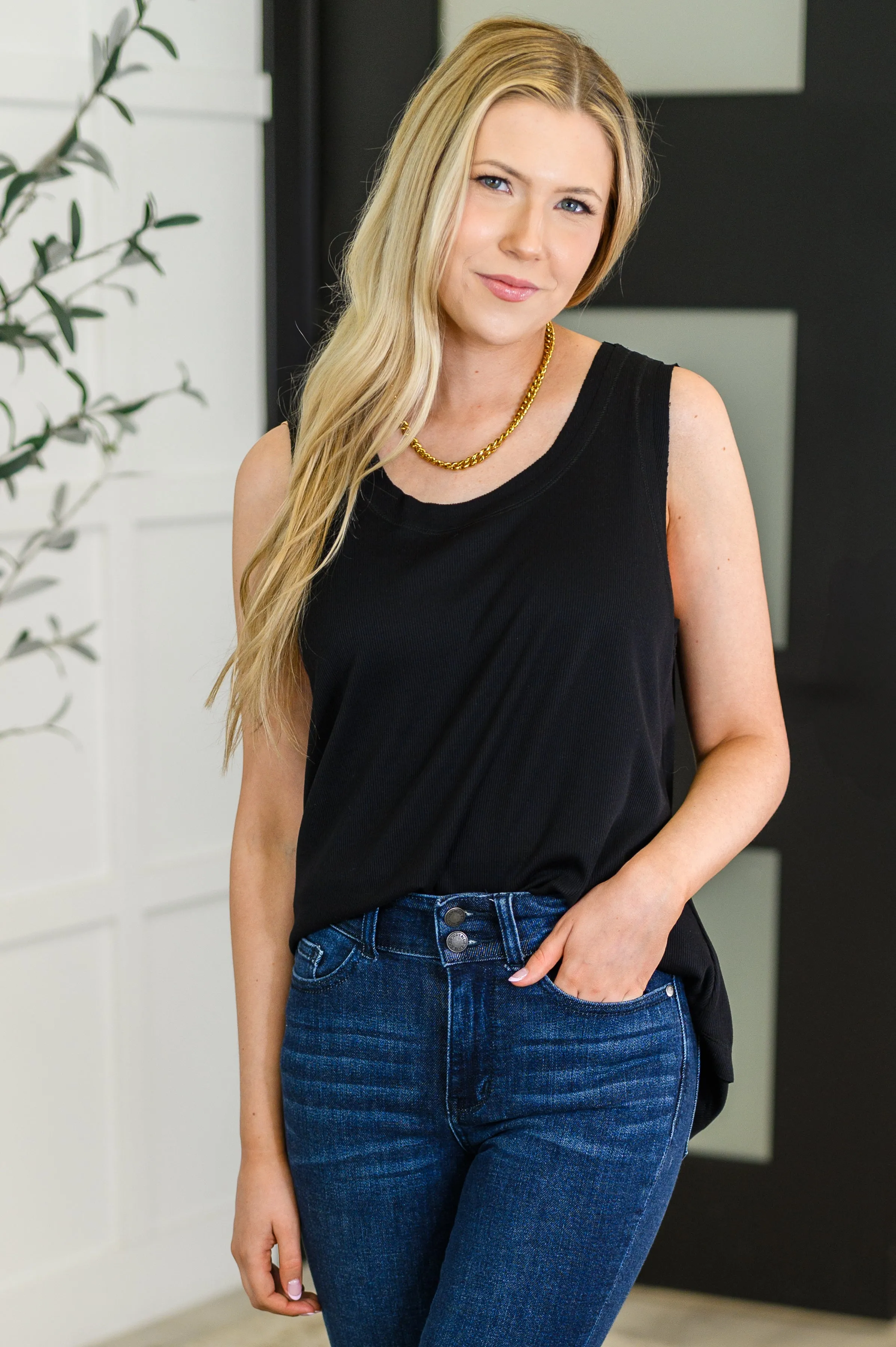 Mellow Muse Relaxed Knit Tank in Black sold by Charming Charlie product image thumbnail 3