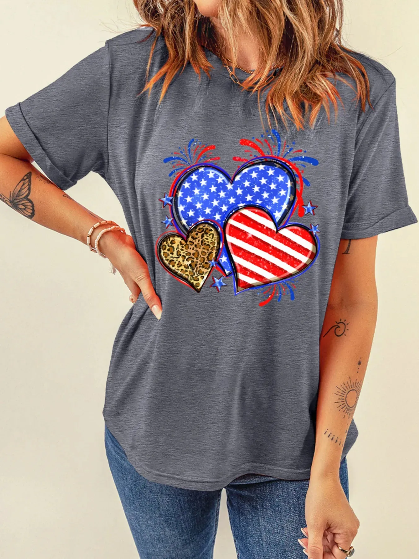 American Heart Graphic Round Neck T Shirt sold by Charming Charlie product image thumbnail 5