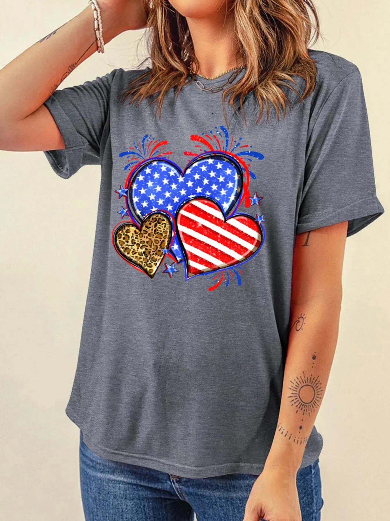 American Heart Graphic Round Neck T Shirt sold by Charming Charlie product image thumbnail 4