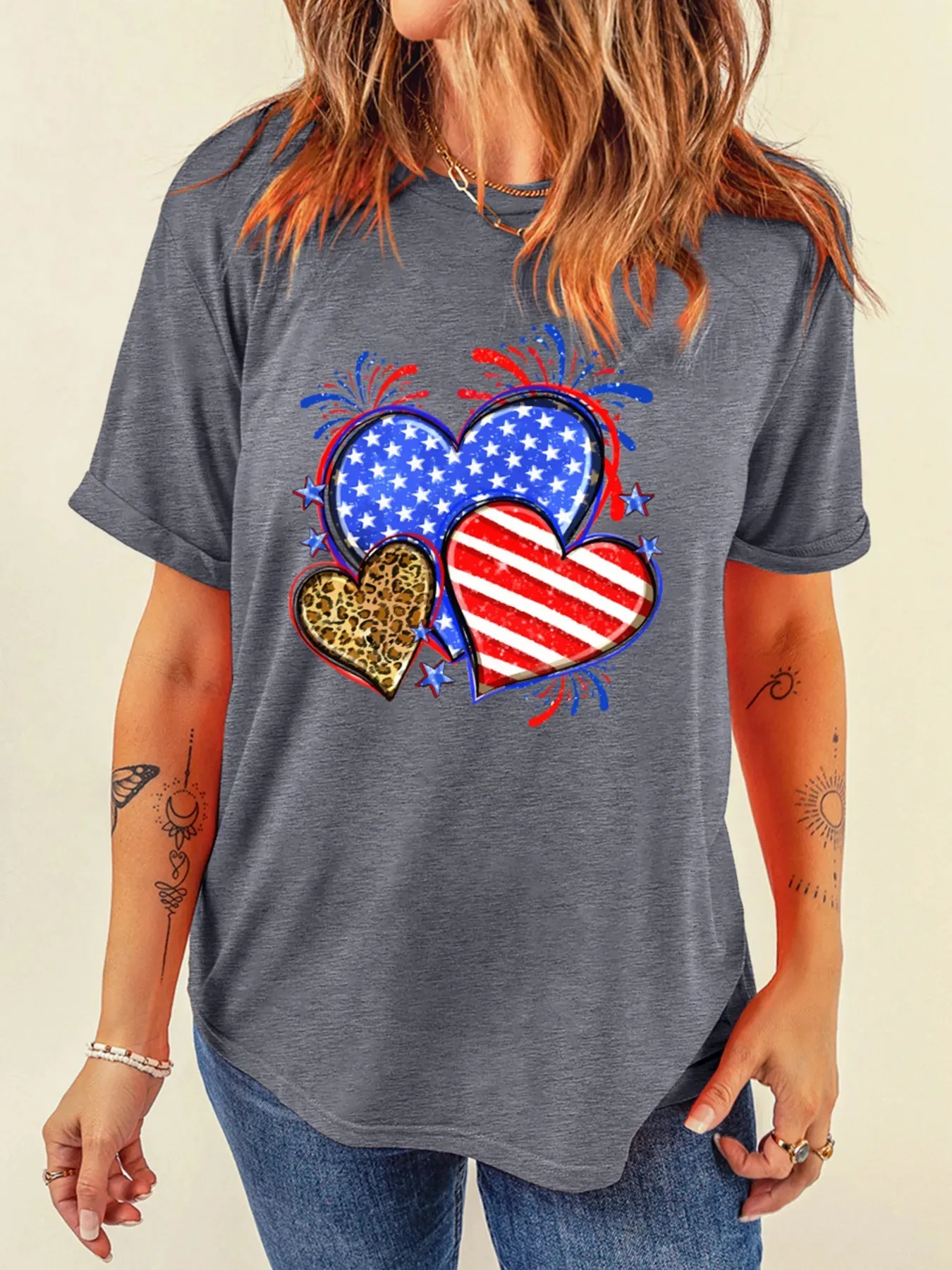 American Heart Graphic Round Neck T Shirt sold by Charming Charlie product image thumbnail 2