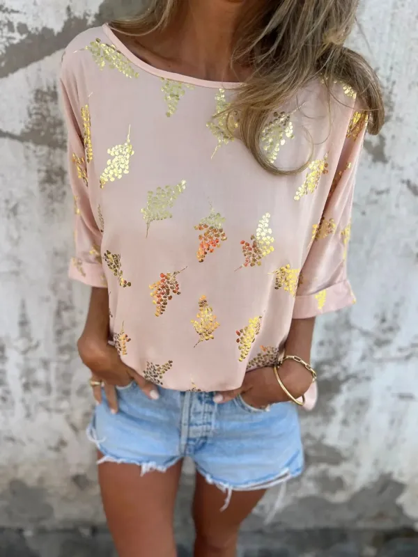 Full Size Printed Relaxed Fit Round Neck T-Shirt Plus Size sold by Charming Charlie