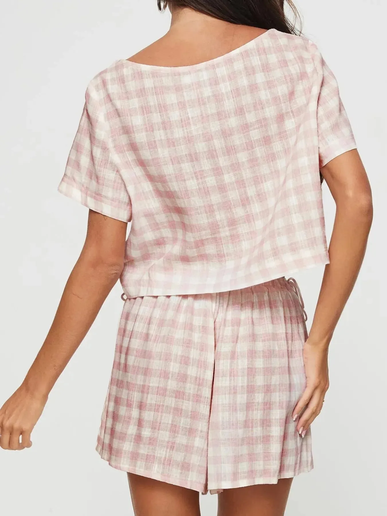 Gingham Check Top and Shorts Two-Piece Casual Set sold by Charming Charlie product image thumbnail 3