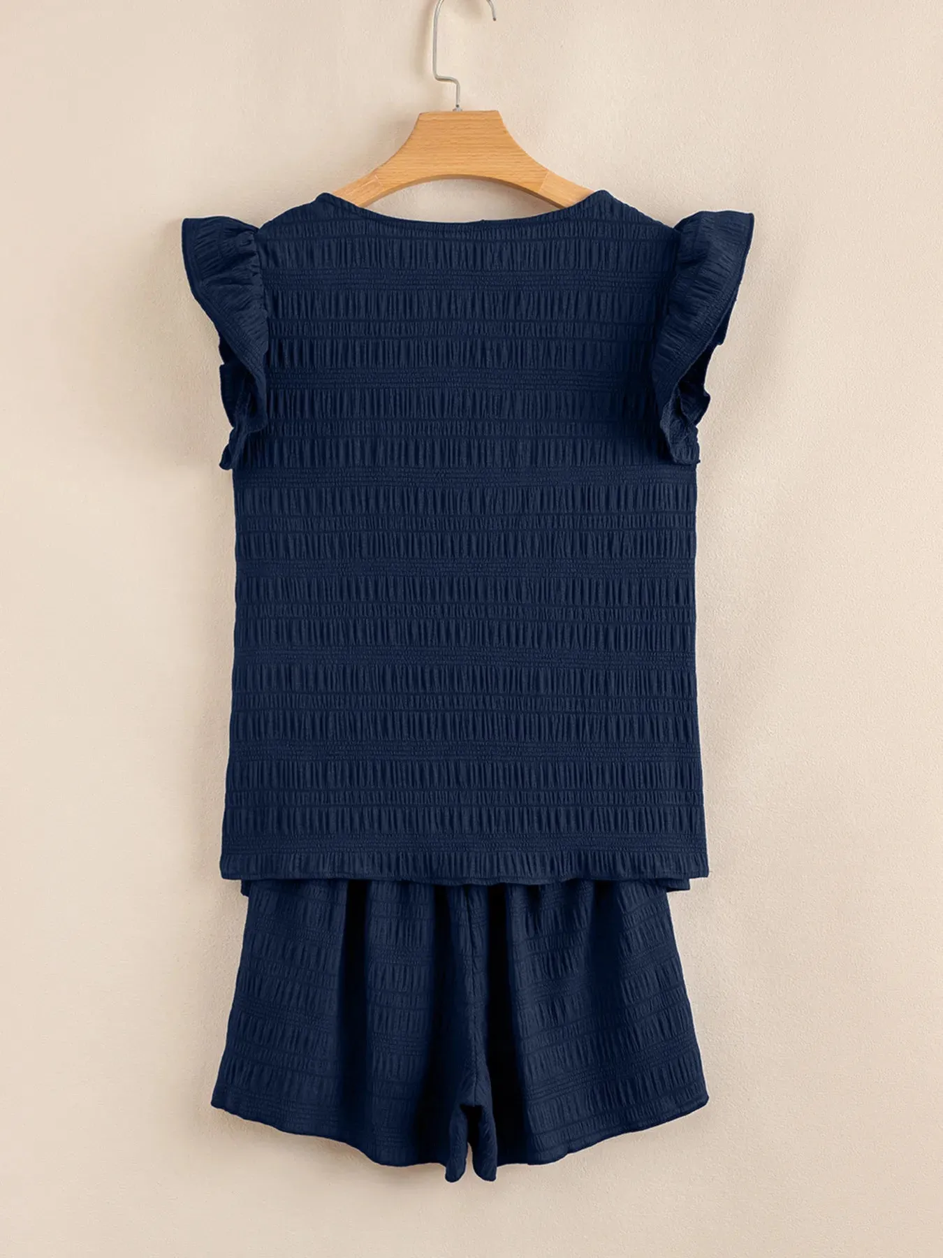 Textured Square Neck Top and Shirred High Waist Shorts Set sold by Charming Charlie product image thumbnail 3