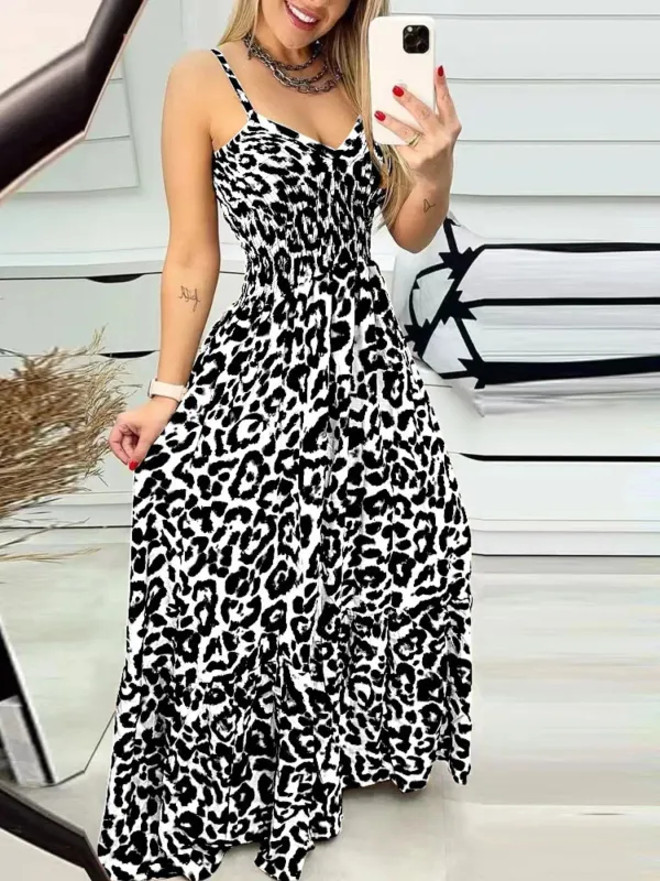 Full Size Leopard Print Spaghetti Strap Maxi Dress Plus Size sold by Charming Charlie