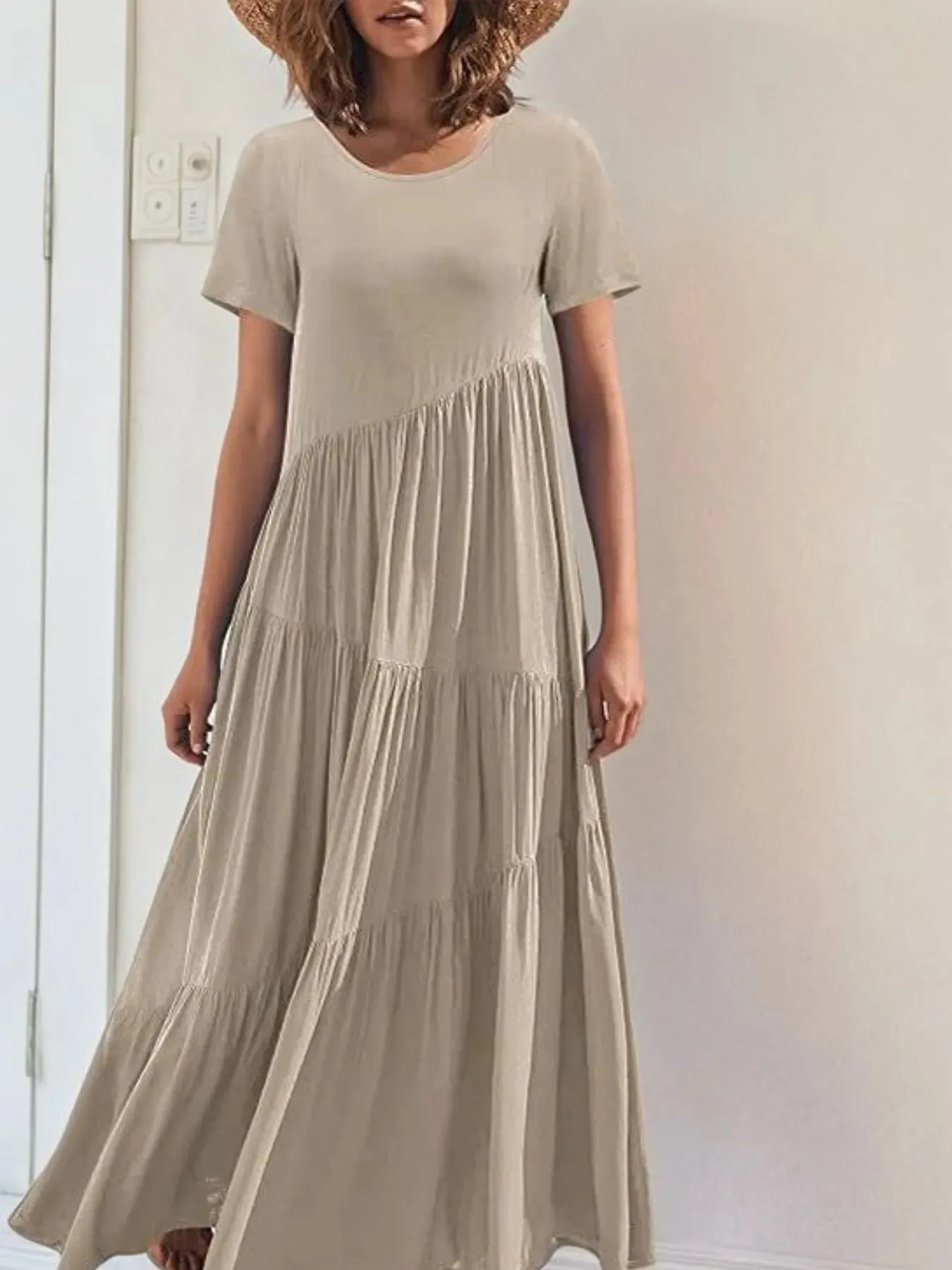 Round Neck Tiered Ruffle Maxi Dress sold by Charming Charlie product image thumbnail 4