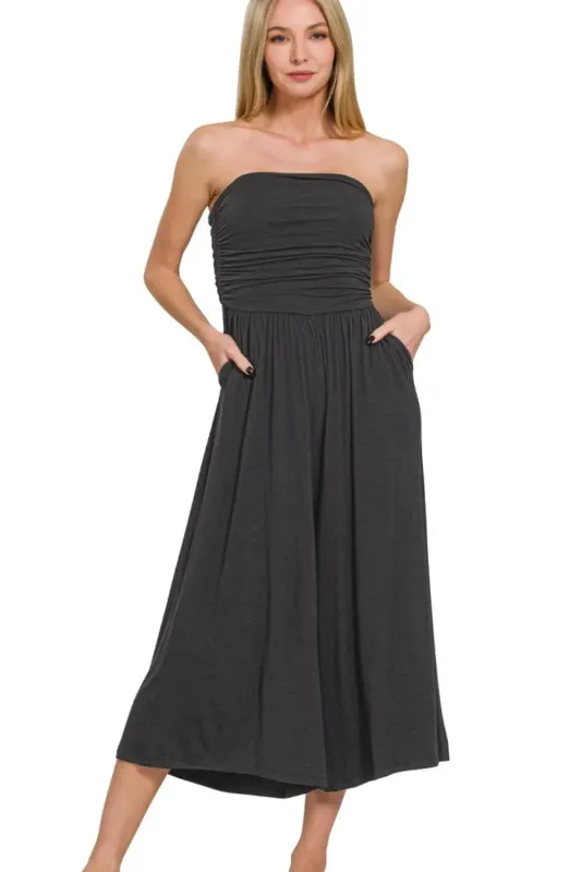 Zenana Double Layered Strapless Tube Top Jumpsuit sold by Charming Charlie