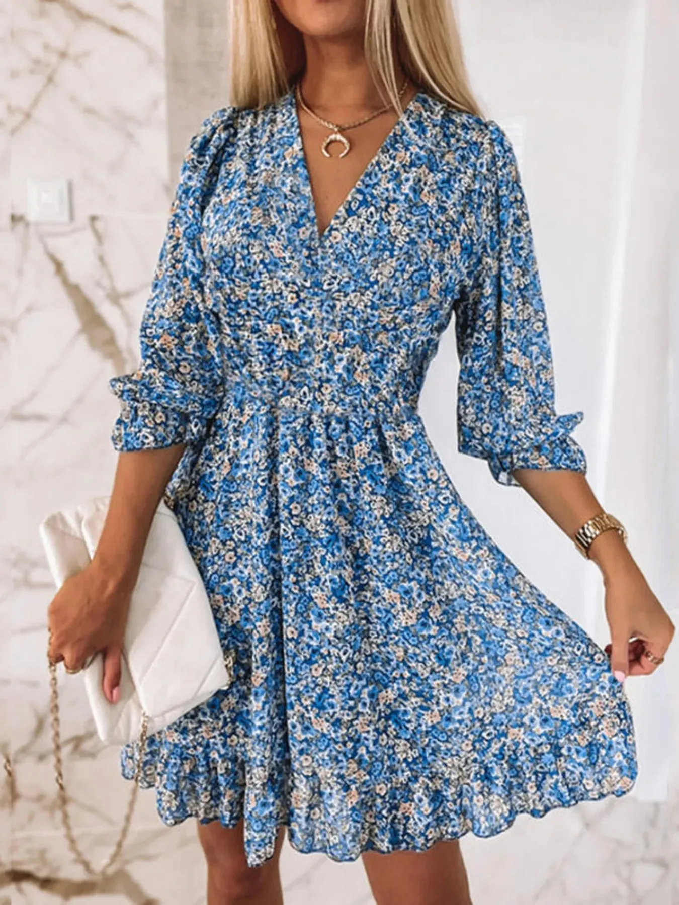 Full Size Ruffled Hem Floral Dress Plus Size sold by Charming Charlie