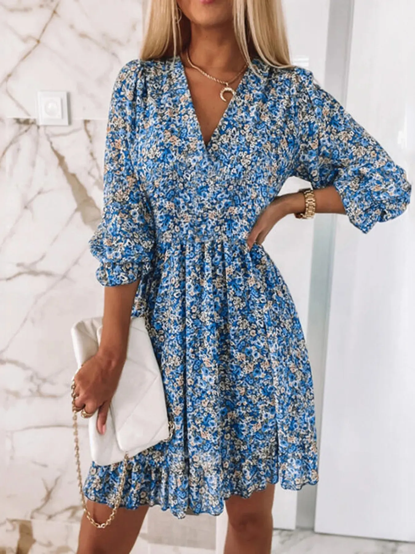 Full Size Ruffled Hem Floral Dress Plus Size sold by Charming Charlie product image thumbnail 2
