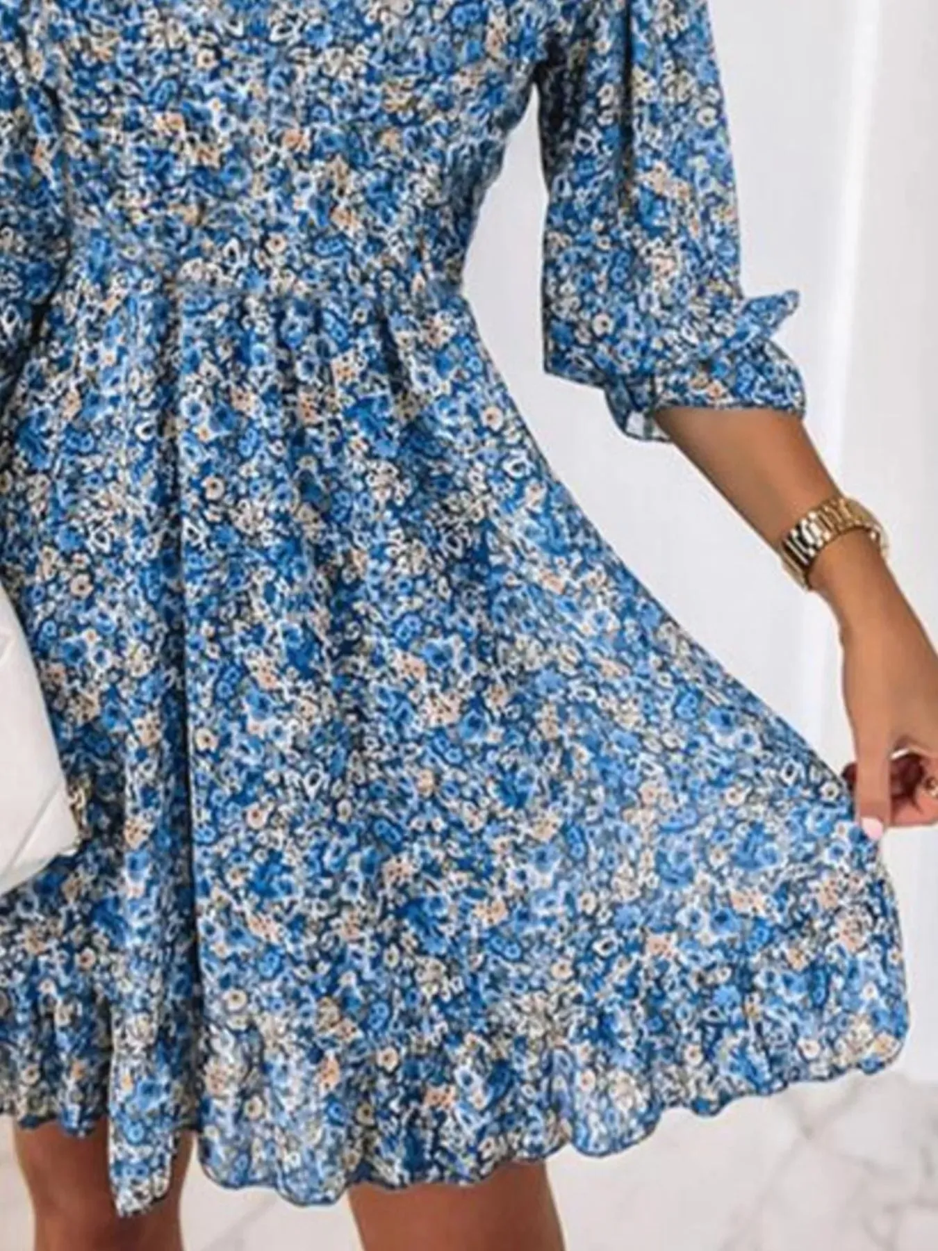 Full Size Ruffled Hem Floral Dress Plus Size sold by Charming Charlie product image thumbnail 3