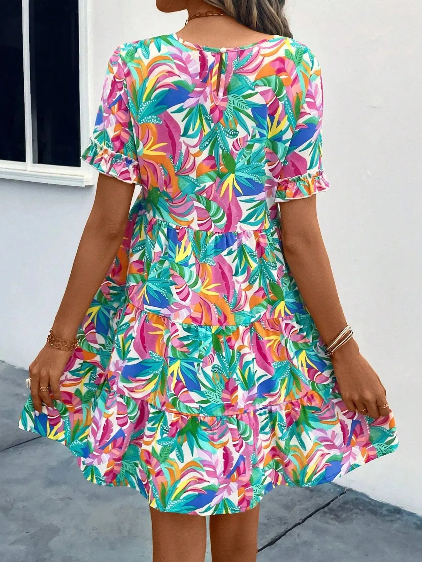 Printed Round Neck Short Sleeve Dress sold by Charming Charlie product image thumbnail 2