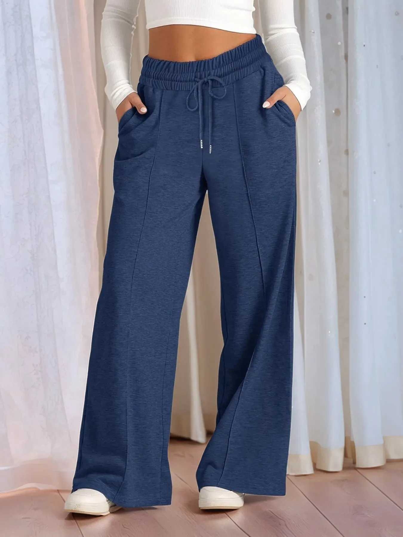 Full Size Drawstring Relaxed Fit Wide Leg Pants Plus Size sold by Charming Charlie product image thumbnail 4