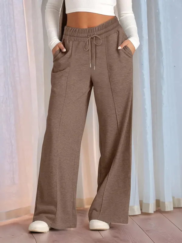 Full Size Drawstring Relaxed Fit Wide Leg Pants Plus Size sold by Charming Charlie