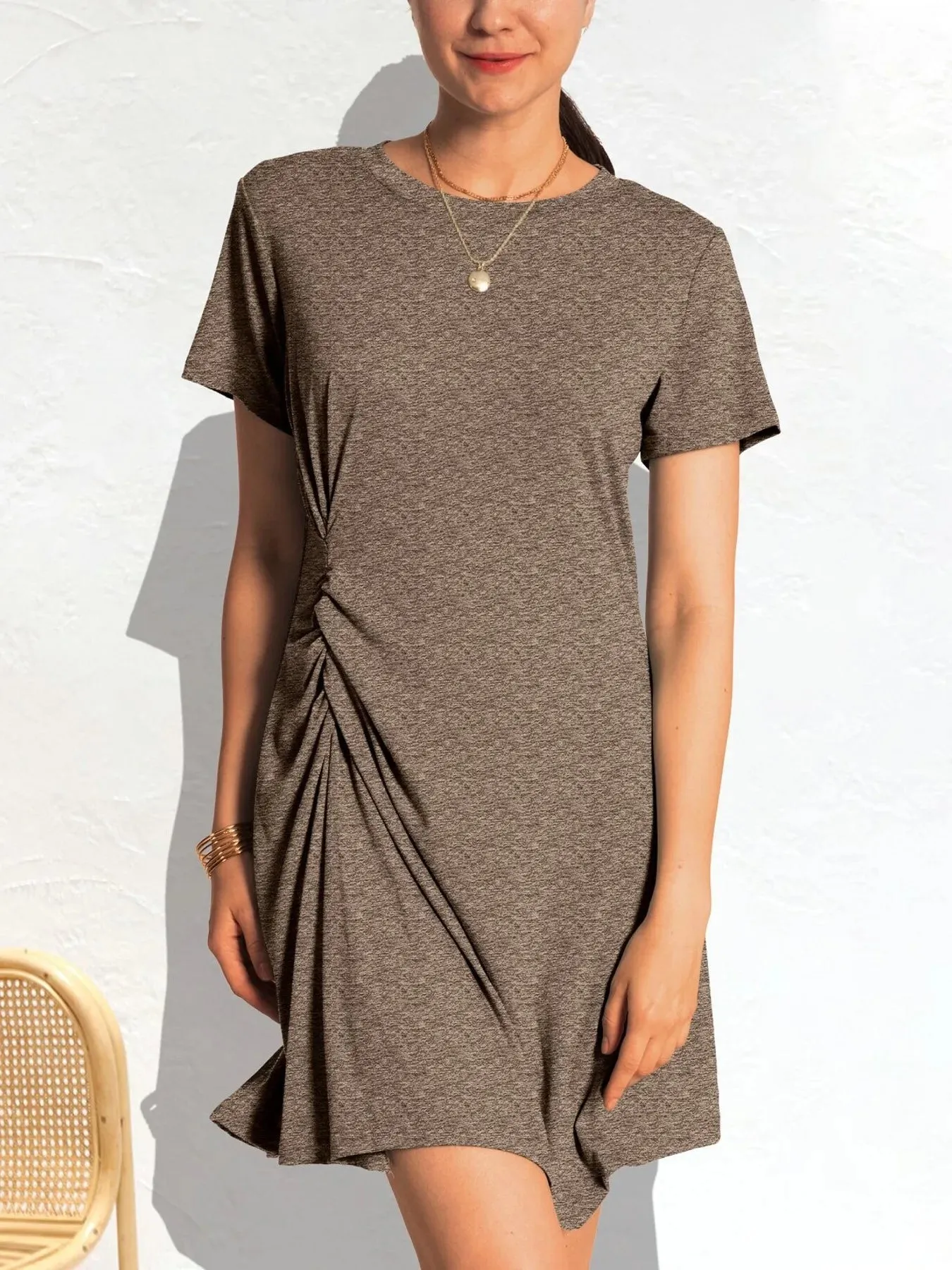 Ruched Short Sleeve Mini Tee Dress sold by Charming Charlie product image thumbnail 5