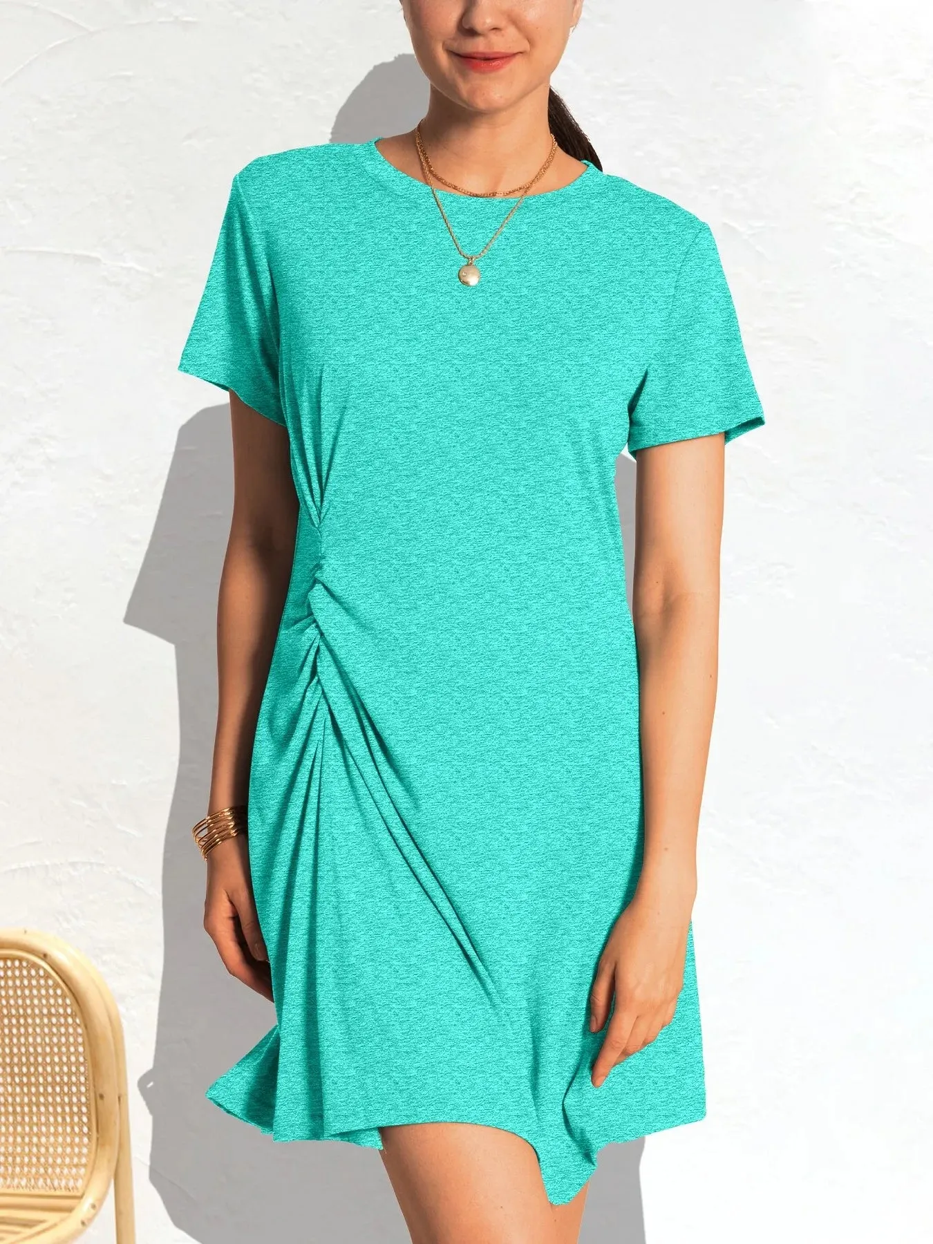 Ruched Short Sleeve Mini Tee Dress sold by Charming Charlie product image thumbnail 2