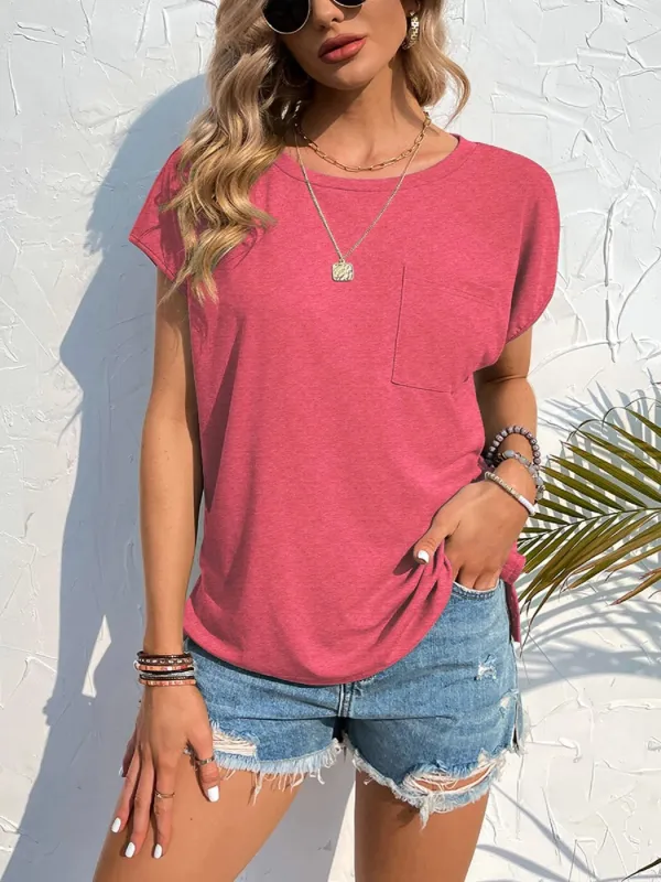 Side Slit Round Neck T-Shirt sold by Charming Charlie