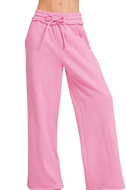 Zenana Fleece Exposed Seam Wide Leg Sweatpants sold by Charming Charlie