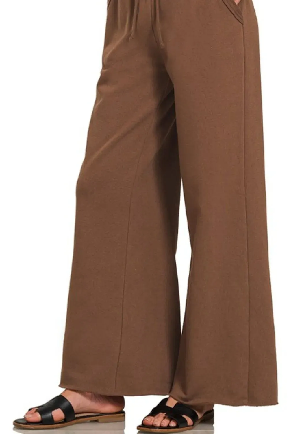Zenana Fleece Exposed Seam Wide Leg Sweatpants sold by Charming Charlie product image thumbnail 2