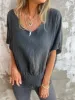 Full Size Smocked Hem V-Neck Relaxed Fit T-Shirt Plus Size sold by Charming Charlie