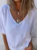 Full Size Smocked Hem V-Neck Relaxed Fit T-Shirt Plus Size sold by Charming Charlie