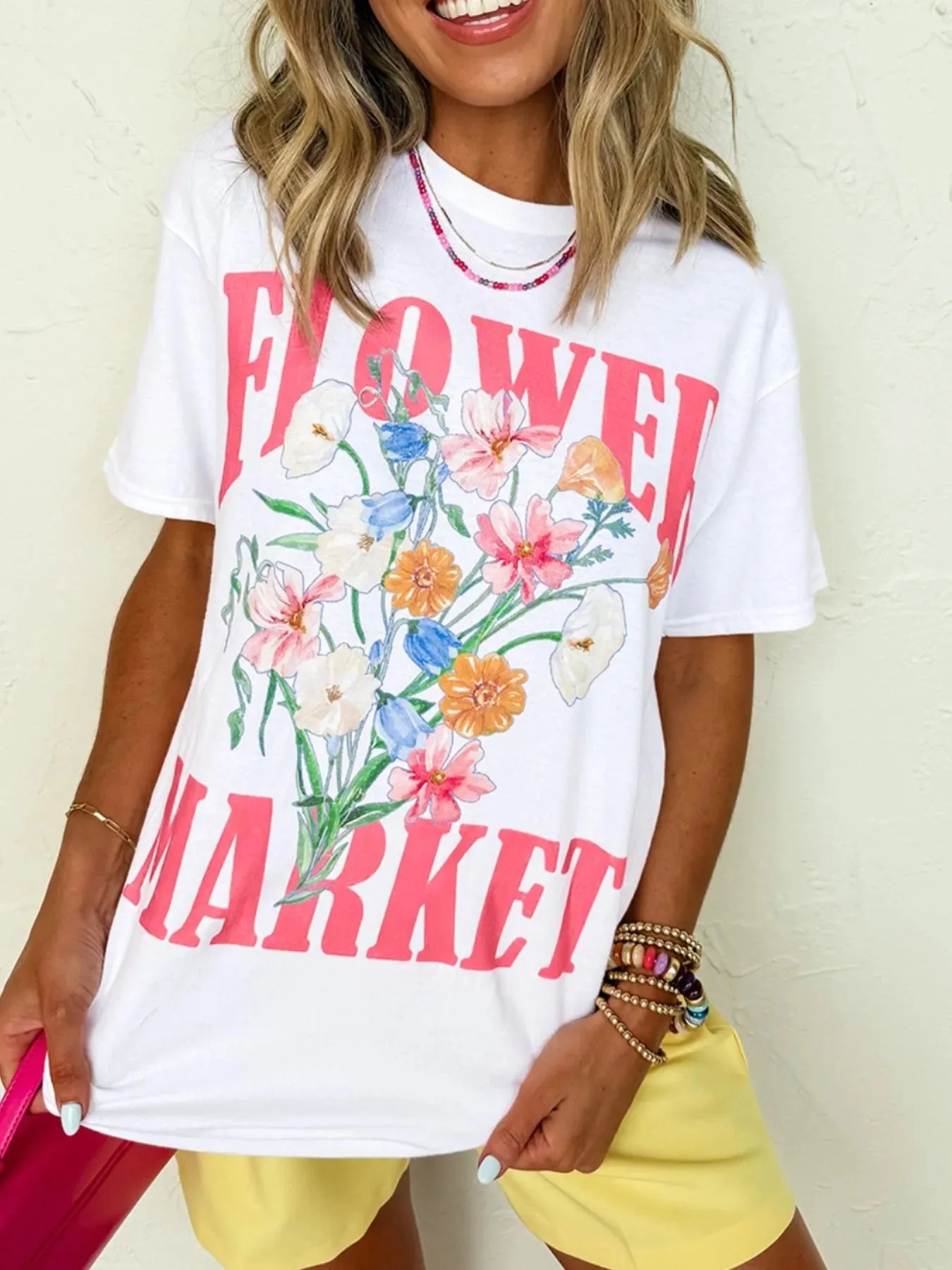 FLOWER MARKET Graphic Round Neck T Shirt sold by Charming Charlie product image thumbnail 2