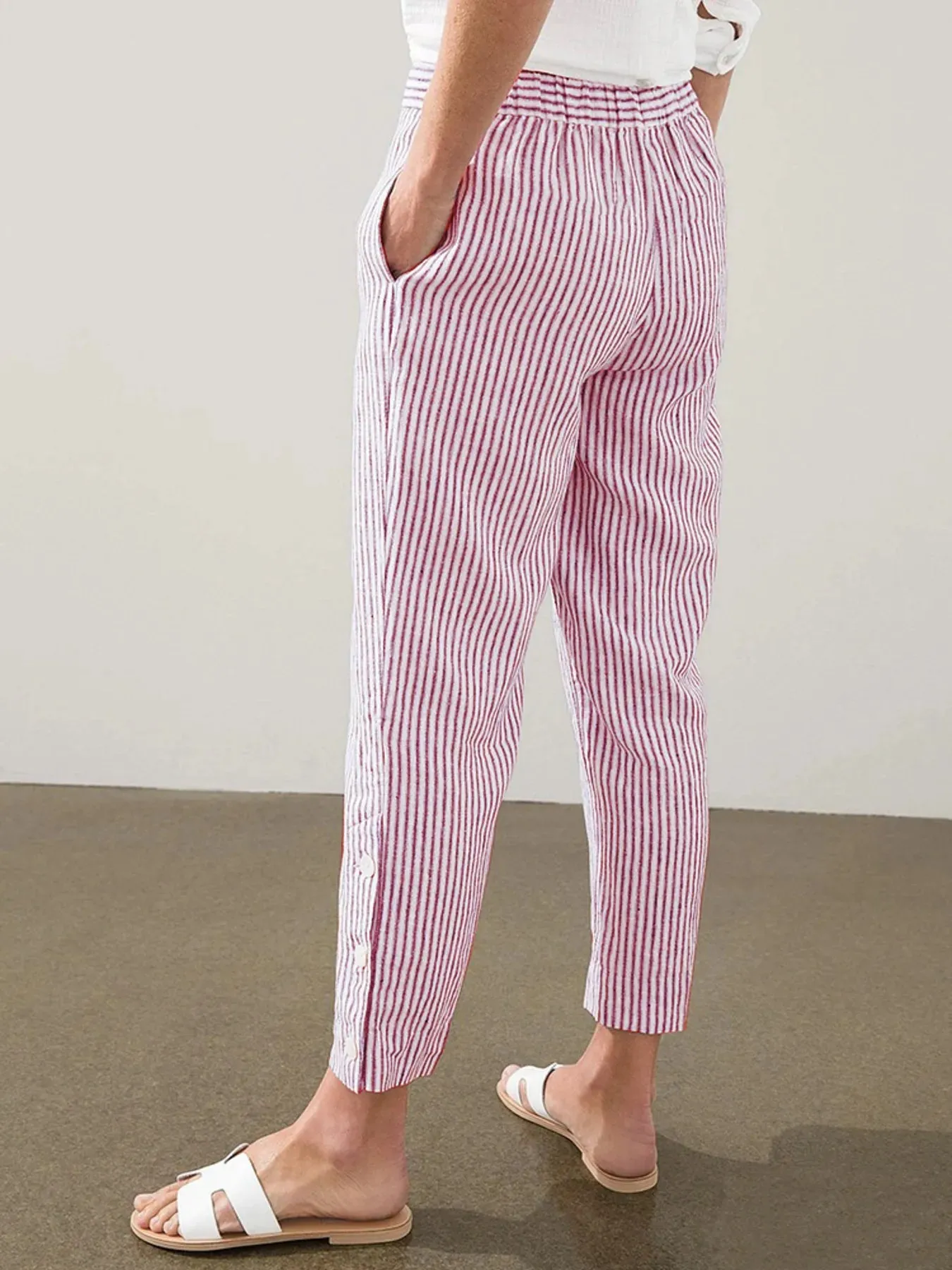Full Size Striped Side Button Detail Pants Plus Size sold by Charming Charlie product image thumbnail 3