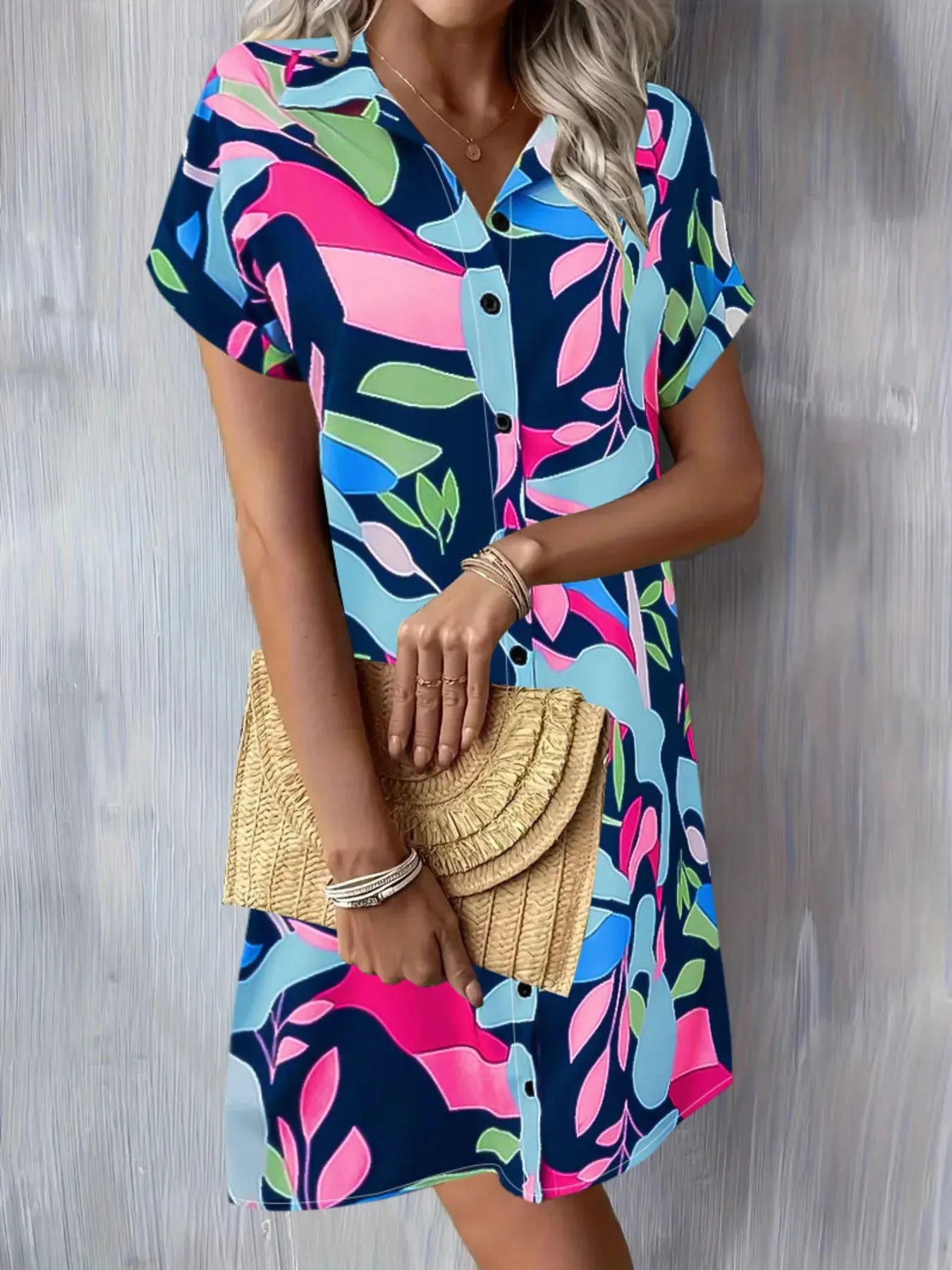 Printed Button-Down Shirt Dress sold by Charming Charlie product image thumbnail 5