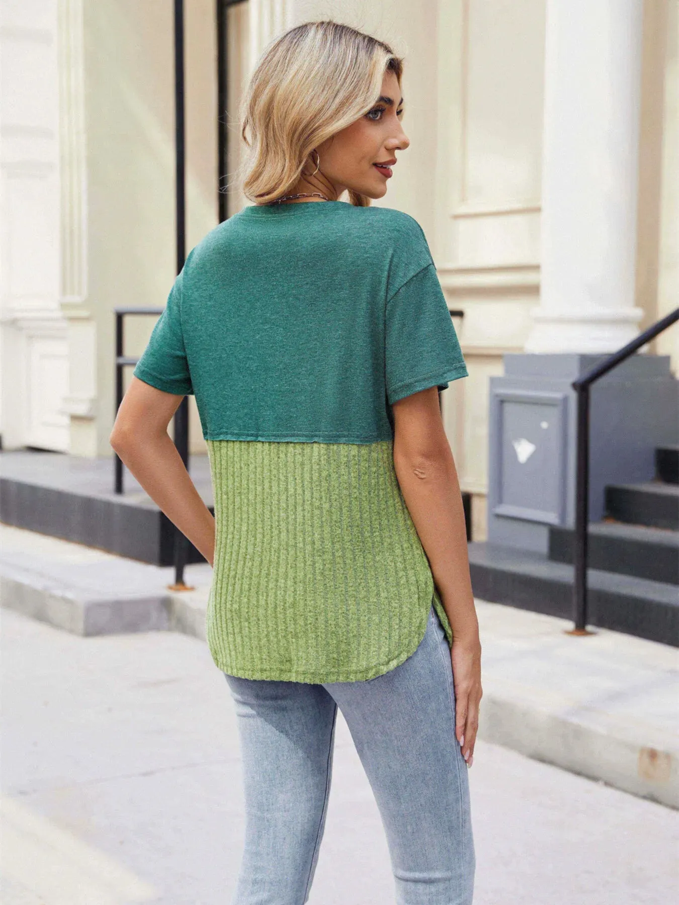 Two-Tone Short Sleeve Top sold by Charming Charlie product image thumbnail 2