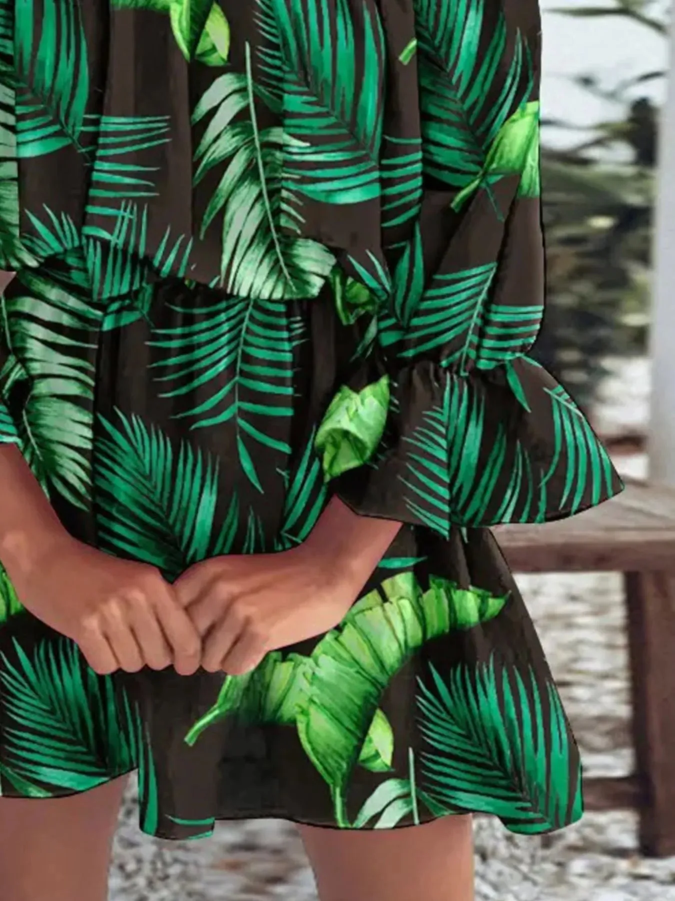 Full Size Floral Off-Shoulder Flounce Sleeve Mini Dress Plus Size sold by Charming Charlie product image thumbnail 5