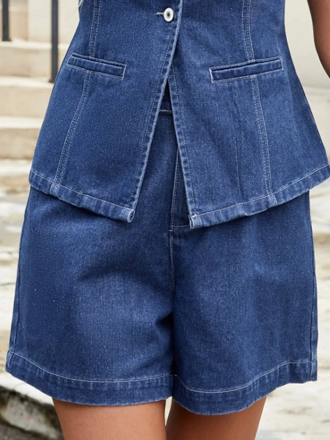 High-Waisted Denim Shorts sold by Charming Charlie product image thumbnail 2