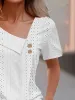 Eyelet Asymmetrical Short Sleeve T-Shirt sold by Charming Charlie