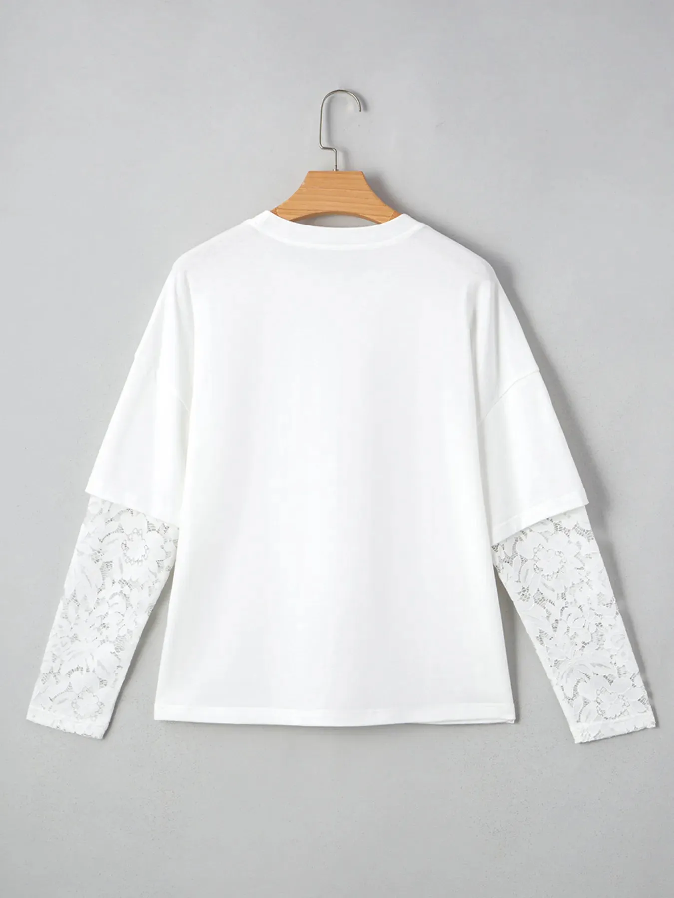 Lace Long Sleeve Insert Drop Shoulder Tee sold by Charming Charlie product image thumbnail 5