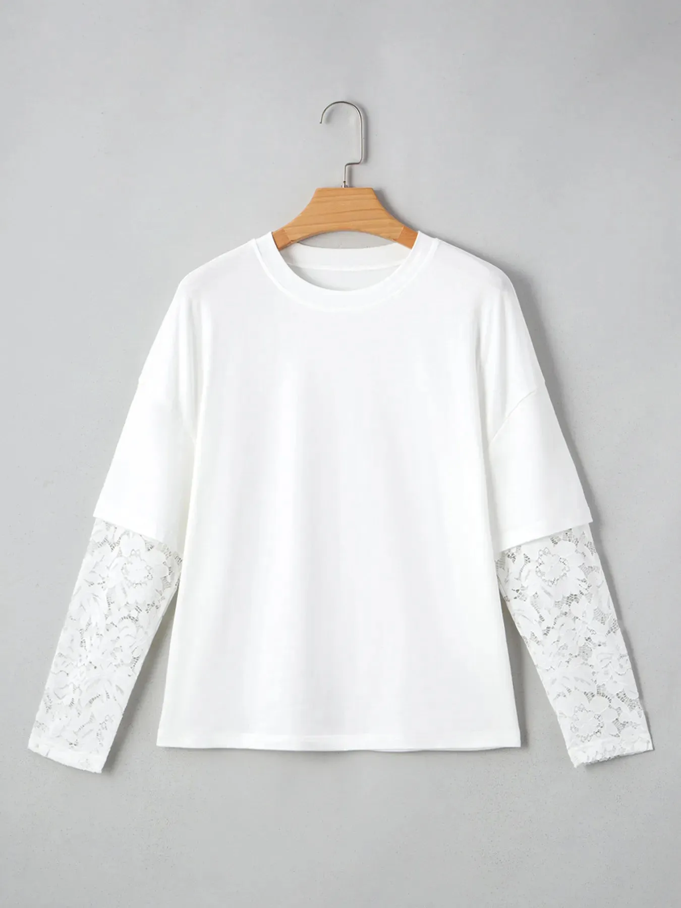 Lace Long Sleeve Insert Drop Shoulder Tee sold by Charming Charlie product image thumbnail 4